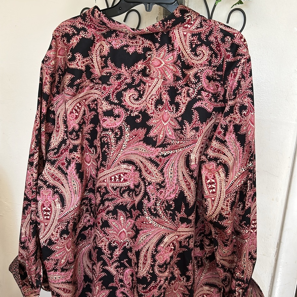 NWT Chaps Classic Paisley No Iron Button up Shirt. Women 2X - Picture 3 of 8